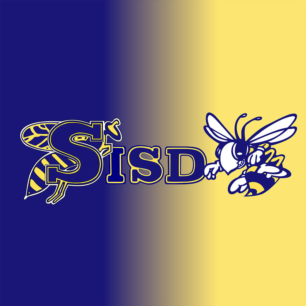 Stephenville ISD logo laid on a blue to yellow gradient image for a home page mobile banner image.