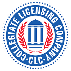 This is an image of the collegiate licensing company seal in red, blue, and white. 