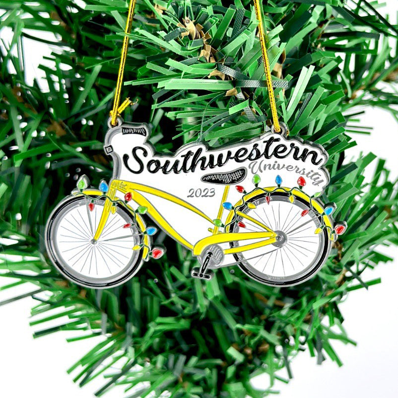 Southwestern University Pirate Bike Ornament for 2023